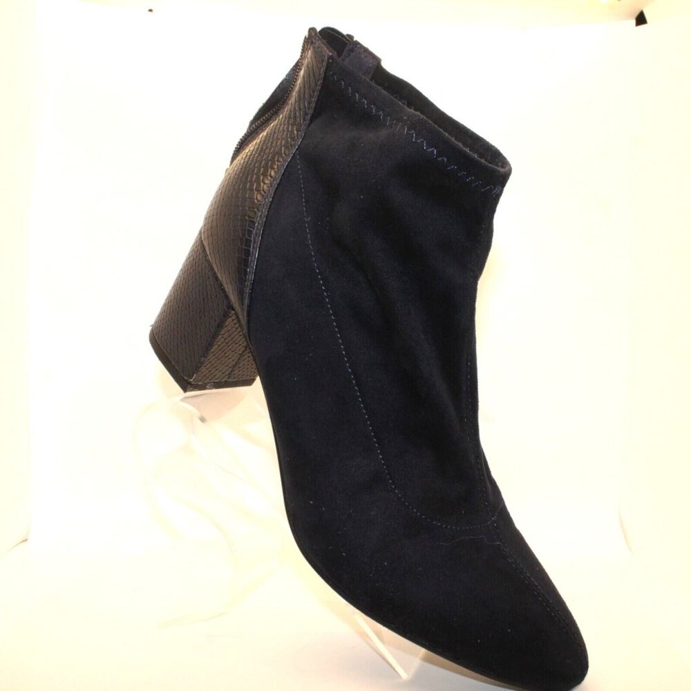 Bandolino Womens Sz 9M Stretch Ankle Boots Heels Shoes Black Leather Booties - Picture 1 of 9